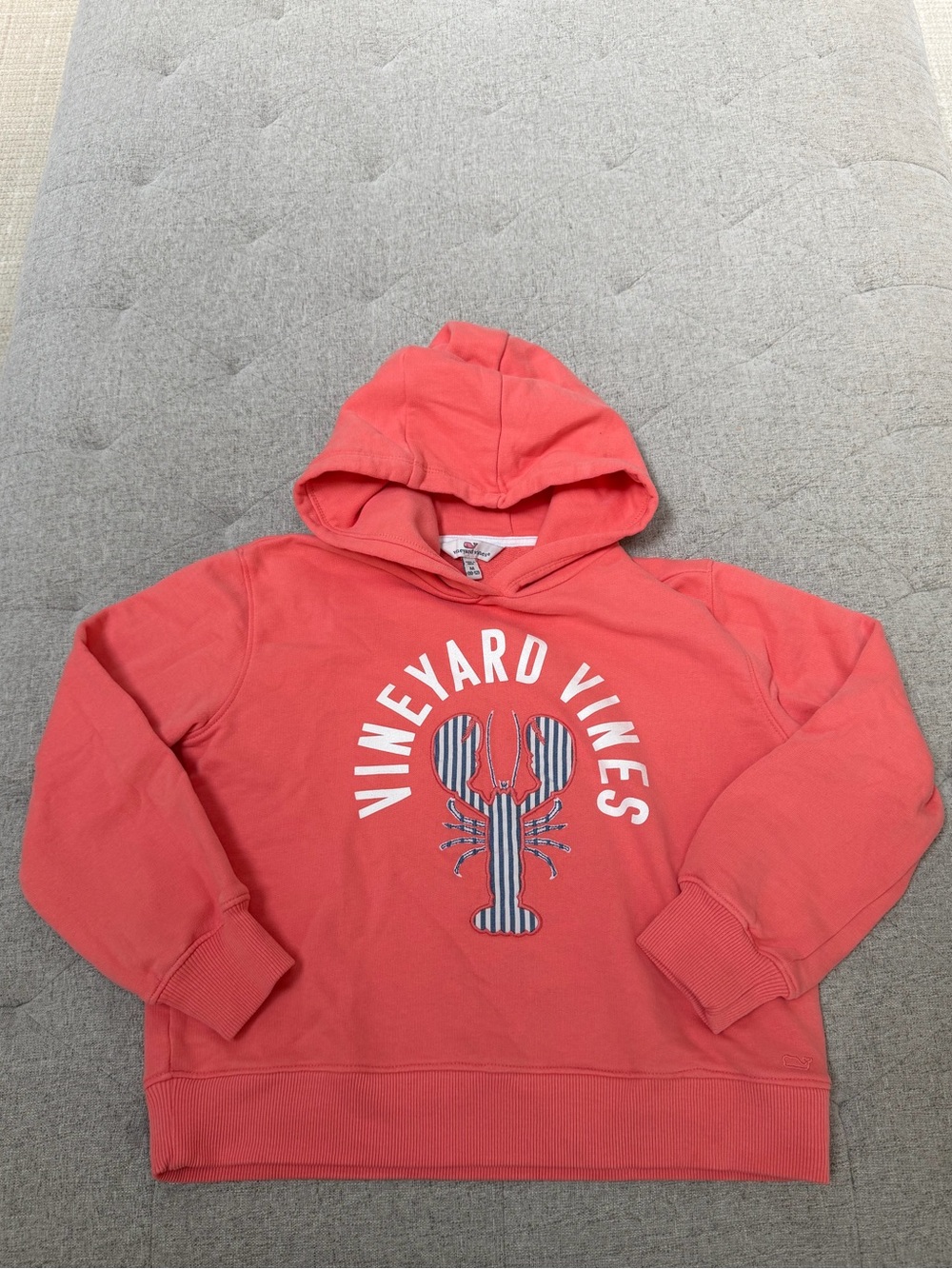 EUC VINEYARD VINES GIRLS CORAL LOBSTER HOODIE SWEATSHIRT SIZE M 10-12
